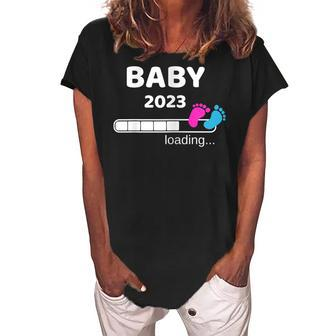 Baby 2023 Loading Pregnancy Mom To Be Gift For Womens Women's Loosen Crew Neck Short Sleeve T-Shirt