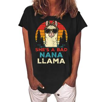 Bad Nana Llama Retro Alpaca Mothers Day Grandma Granny Women Gift For Womens Women's Loosen Crew Neck Short Sleeve T-Shirt | Mazezy