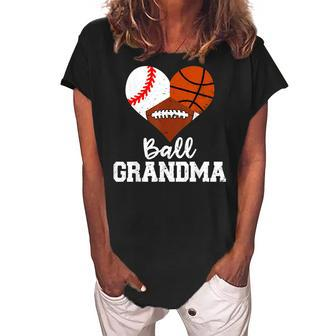 Ball Grandma Funny Baseball Basketball Football Women's Loosen Crew Neck Short Sleeve T-Shirt | Mazezy