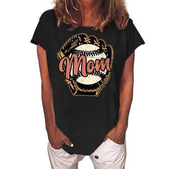 Baseball Mom Womens Baseball Baseball Lover Women's Loosen Crew Neck Short Sleeve T-Shirt | Mazezy