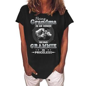 Being Grandma Is An Honor Being Grammie Is Priceless Gift Women's Loosen Crew Neck Short Sleeve T-Shirt | Mazezy