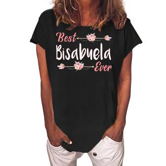 Best Bisabuela Ever Spanish Great Grandma Floral Gift Women's Loosen Crew Neck Short Sleeve T-Shirt | Mazezy