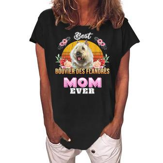 Best Bouvier Des Flandres Mom Ever Mothers Day For Dog Mom Women's Loosen Crew Neck Short Sleeve T-Shirt - Seseable