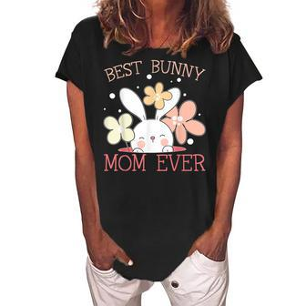 Best Bunny Mom Ever Rabbit Lover Mothers Day Mommy Women's Loosen Crew Neck Short Sleeve T-Shirt - Seseable