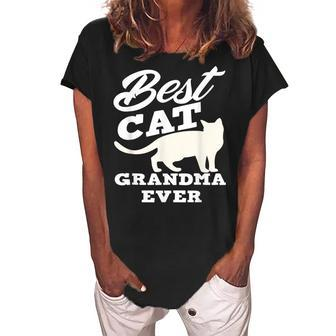 Best Cat Grandma Ever Cat Owner Granny Cat Lover Women's Loosen Crew Neck Short Sleeve T-Shirt - Seseable