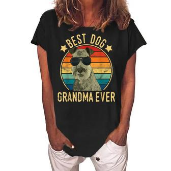 Best Dog Grandma Ever Lakeland Terrier Mothers Day Women's Loosen Crew Neck Short Sleeve T-Shirt | Mazezy