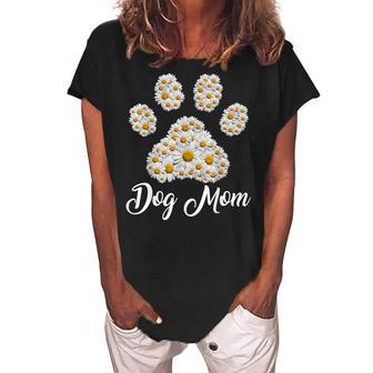 Best Dog Mom Ever Daisy Dog Paw Mothers Day Women's Loosen Crew Neck Short Sleeve T-Shirt - Seseable