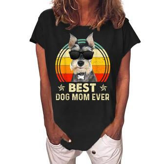 Best Dog Mom Ever Miniature Schnauzer Mothers Day Women's Loosen Crew Neck Short Sleeve T-Shirt - Seseable