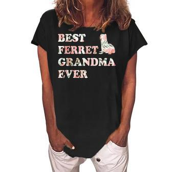 Best Ferret Grandma Ever Coolest Ferret Grandmother Women's Loosen Crew Neck Short Sleeve T-Shirt - Seseable