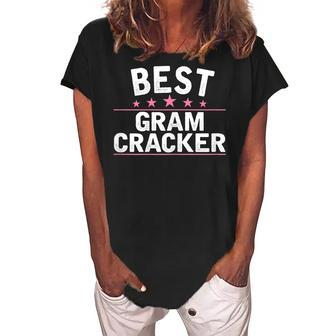 Best Gram Cracker For Worlds Greatest Grandma Gift For Womens Women's Loosen Crew Neck Short Sleeve T-Shirt | Mazezy