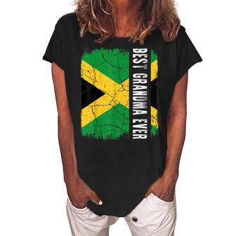 Best Jamaican Grandma Ever Jamaica Flag Mothers Day Women's Loosen Crew Neck Short Sleeve T-Shirt - Seseable
