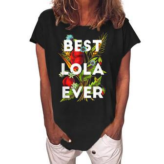 Best Lola Ever | Filipino Grandma Floral Design Women's Loosen Crew Neck Short Sleeve T-Shirt - Seseable