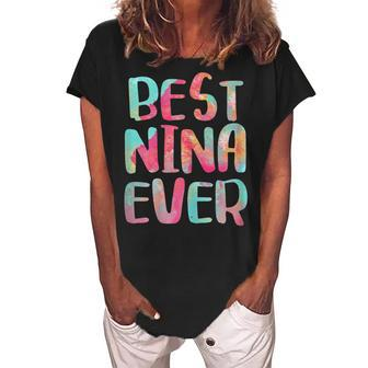 Best Nina Ever Mothers Day Gift Gift For Womens Women's Loosen Crew Neck Short Sleeve T-Shirt - Seseable
