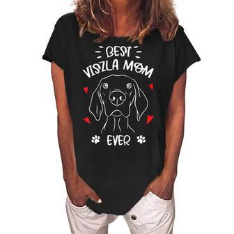 Best Visla Mom Ever Hungarian Viszla Dog Gift For Womens Women's Loosen Crew Neck Short Sleeve T-Shirt | Mazezy