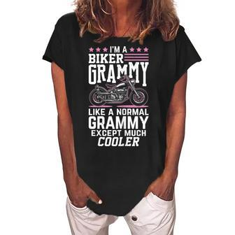 Biker Grandma Motorbike Grammy Biker Grammy Gift For Womens Women's Loosen Crew Neck Short Sleeve T-Shirt | Mazezy