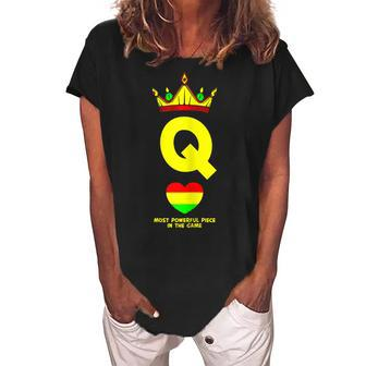 Black Queen The Most Powerful Piece In The Game Junenth Gift For Womens Women's Loosen Crew Neck Short Sleeve T-Shirt | Mazezy