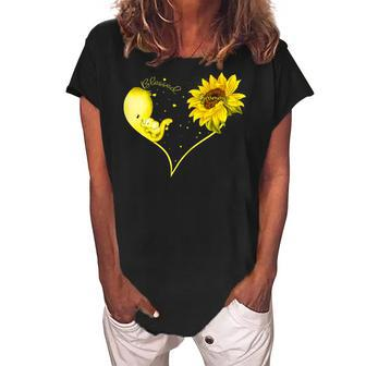 Blessed Grammy Sunflower Elephant Lovers Gifts Gift For Womens Women's Loosen Crew Neck Short Sleeve T-Shirt | Mazezy