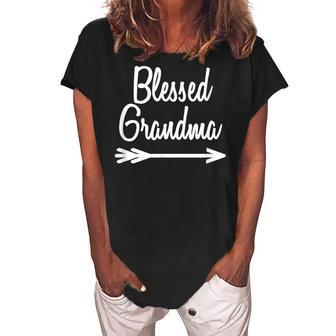 Blessed Grandma T Cute Arrow Gran Heart Women's Loosen Crew Neck Short Sleeve T-Shirt | Mazezy