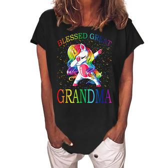 Blessed Great Grandma Unicorn Women's Loosen Crew Neck Short Sleeve T-Shirt | Mazezy