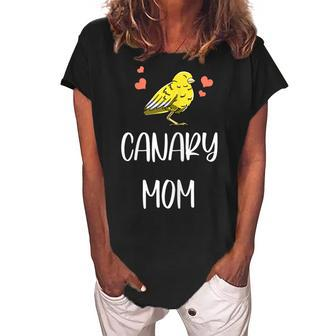 Canary Mom Leaf Pattern Cool Fowl Finch Pet Bird Lover Gift Gift For Womens Women's Loosen Crew Neck Short Sleeve T-Shirt | Mazezy