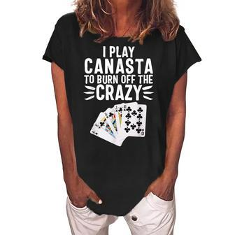 Canasta Queen King Card Game Grandma Gift Women's Loosen Crew Neck Short Sleeve T-Shirt | Mazezy