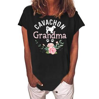Cavachon Grandma Gifts Womens Cavachon Dog Lover Christmas Women's Loosen Crew Neck Short Sleeve T-Shirt | Mazezy
