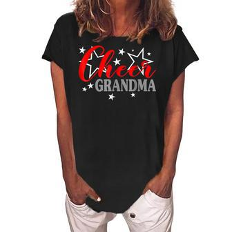 Cheerleader Proud Cheer Grandma Pride Sports Supporter Women's Loosen Crew Neck Short Sleeve T-Shirt | Mazezy