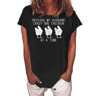 Chicken Mom Funny Crazy Chicken Lady Gift For Womens Women's Loosen Crew Neck Short Sleeve T-Shirt | Mazezy