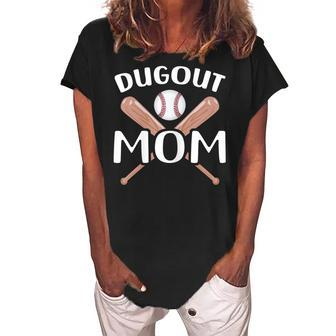 Dugout Mom Baseball Gift For Womens Women's Loosen Crew Neck Short Sleeve T-Shirt | Mazezy