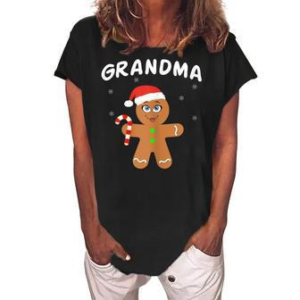 Family Matching Christmas Outfits Gingerbread Grandma Pajama Gift For Womens Women's Loosen Crew Neck Short Sleeve T-Shirt | Mazezy