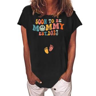 First Time Mommy 2023 Mothers Day Soon To Be Mom Pregnancy Gift For Womens Women's Loosen Crew Neck Short Sleeve T-Shirt | Mazezy UK