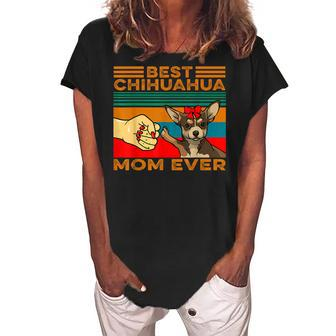 Fist Bump Best Chihuahua Mom Ever Women's Loosen Crew Neck Short Sleeve T-Shirt - Seseable