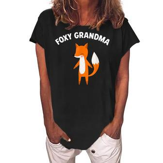 Foxy Grandma Funny Mothers Day Fox Pun Joke Women's Loosen Crew Neck Short Sleeve T-Shirt | Mazezy