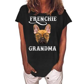Frenchie French Bulldog Grandma Gift For Womens Women's Loosen Crew Neck Short Sleeve T-Shirt | Mazezy