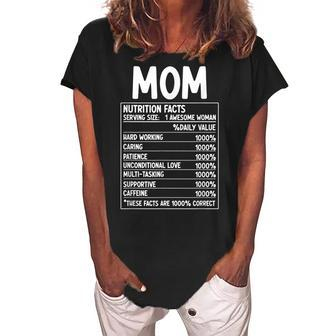 Funny Mothers Day Best Mother Ever Mom Nutrition Facts Women's Loosen Crew Neck Short Sleeve T-Shirt - Seseable