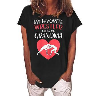 Funny Wrestling Grandma Gift For Womens Women's Loosen Crew Neck Short Sleeve T-Shirt | Mazezy