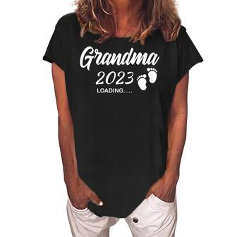 Grandma 2023 Loading Future New Grandma Baby Announcement Gift For Womens Women's Loosen Crew Neck Short Sleeve T-Shirt | Mazezy