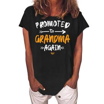 Grandma Again Pregnancy New Baby Announcement Promoted To Gift For Womens Women's Loosen Crew Neck Short Sleeve T-Shirt | Mazezy