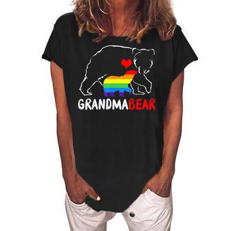 Grandma Bear Proud Mom Mama Rainbow Lgbt Pride Mother Day Women's Loosen Crew Neck Short Sleeve T-Shirt | Mazezy