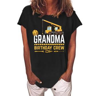 Grandma Birthday Crew Construction Birthday Women's Loosen Crew Neck Short Sleeve T-Shirt | Mazezy