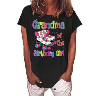 Grandma Birthday Rolling Skate Birthday Family Party Women's Loosen Crew Neck Short Sleeve T-Shirt | Mazezy