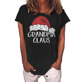 Grandma Claus Christmas Costume Gift Santa Matching Family Women's Loosen Crew Neck Short Sleeve T-Shirt | Mazezy