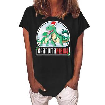 Grandma Claws Trex Dinosaur Matching Family Christmas Women's Loosen Crew Neck Short Sleeve T-Shirt | Mazezy