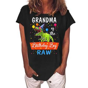 Grandma Dinosaur Funny Cute Birthday Boy Family Women's Loosen Crew Neck Short Sleeve T-Shirt | Mazezy AU
