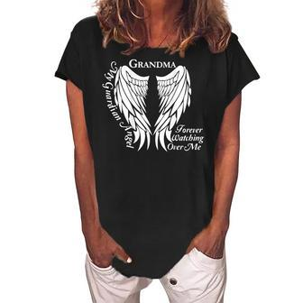 Grandma Guardian Angel Memorial Gift For Loss Of Grandma Women's Loosen Crew Neck Short Sleeve T-Shirt | Mazezy