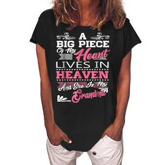 Grandma Lives In Heaven T Missing Grandma Women's Loosen Crew Neck Short Sleeve T-Shirt | Mazezy