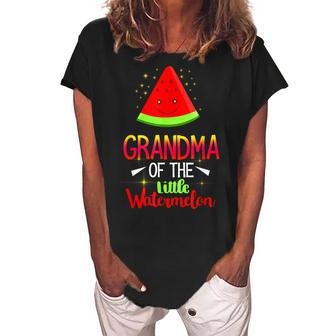 Grandma Of The Little Watermelon Design Family Matching Women's Loosen Crew Neck Short Sleeve T-Shirt | Mazezy