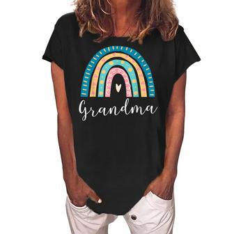 Grandma Rainbow Gifts Family Matching Birthday Women's Loosen Crew Neck Short Sleeve T-Shirt | Mazezy
