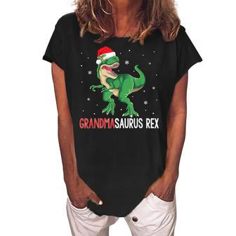 Grandmasaurus Grandma Dinosaur Christmas Funny Xmas Gift Women's Loosen Crew Neck Short Sleeve T-Shirt | Mazezy