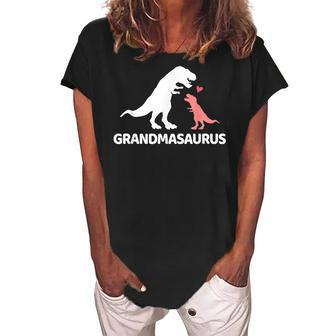 Grandmasaurus Grandma Dinosaur Women's Loosen Crew Neck Short Sleeve T-Shirt | Mazezy